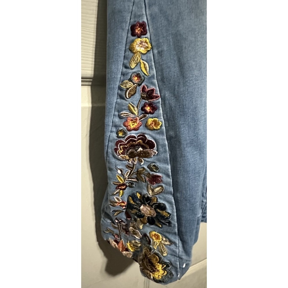 Telepatia Flower Child Bell Bottom Flare Flower Embroidered Jeans Size 7/28 - Picture 3 of 8
